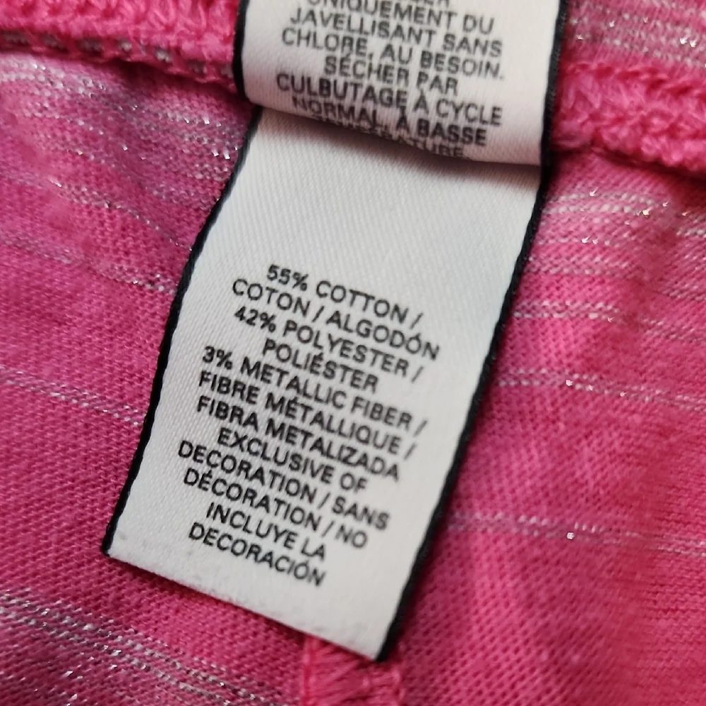 VICTORIA'S SECRET | Pink Silver Metallic Stripe Long Sleeve Wide Leg Pajamas | L